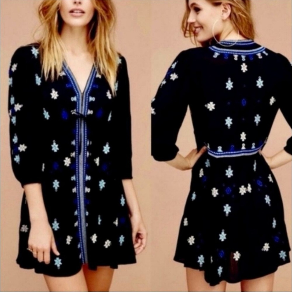 Free people mini embroidered dress